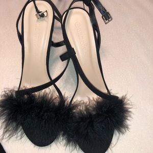 Furry black heels